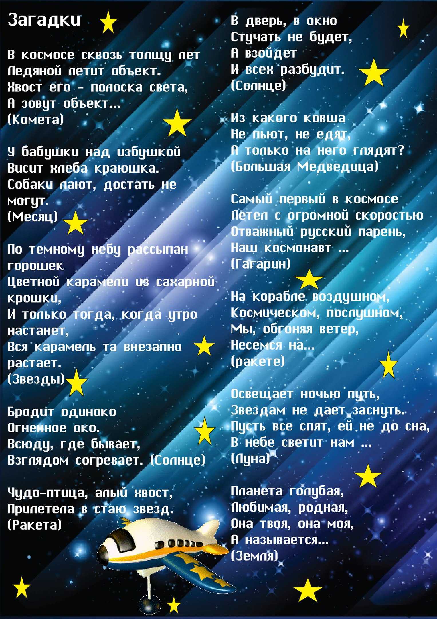 Загадки про космос для детей с ответами - 100 интересных загадок