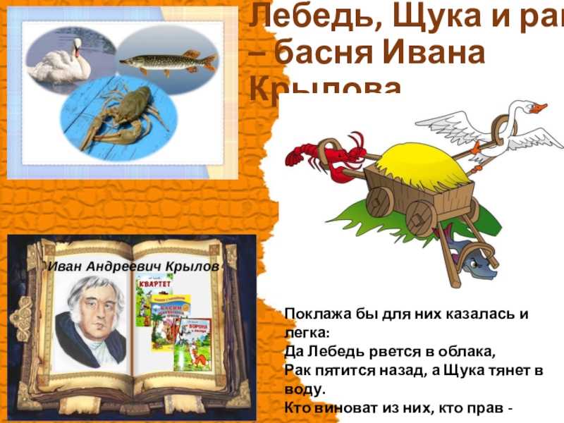 Басня лебедь рак и щука