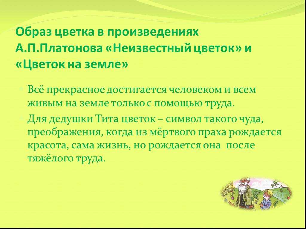 Анализ сказки «неизвестный цветок» (а.п. платонов)