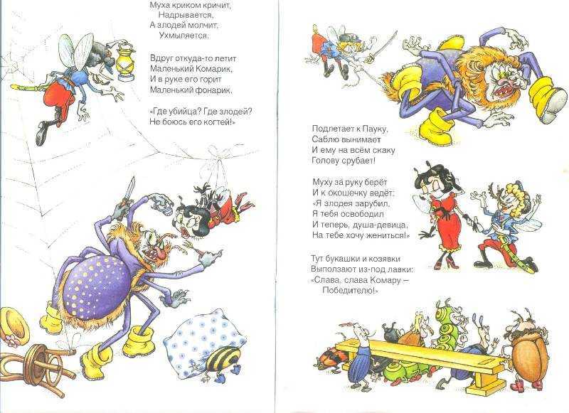 Чуковский «муха-цокотуха» читать текст с картинками